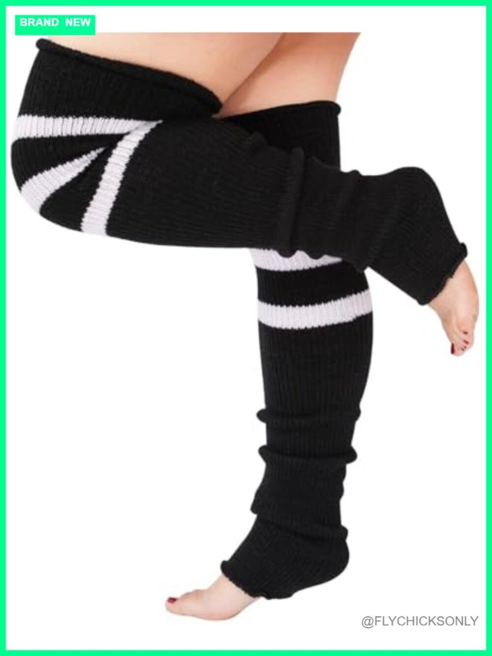 Plus Size Long Knit Leg Warmers Over Knee Thigh High with Garter Belts